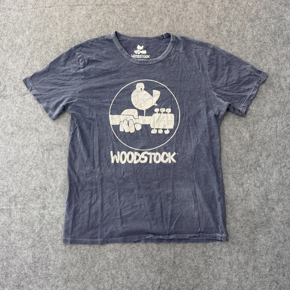 Lucky Brand x Woodstock Blue Graphic Short Sleeve T-Shirt Men's Size Medium